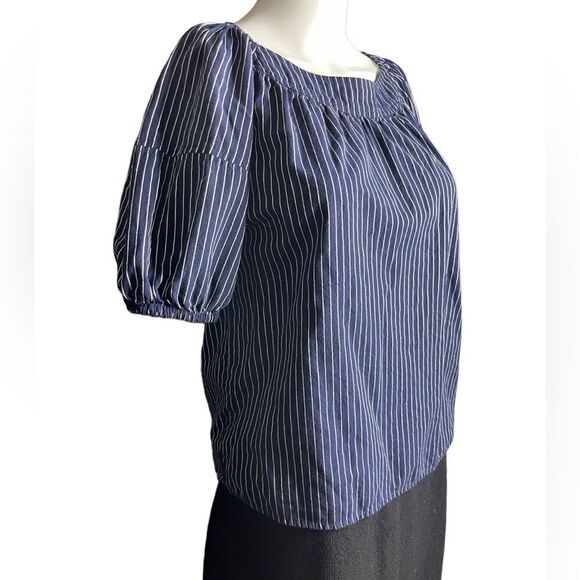 A New Approach Striped Puffy Sleeve Top Blue and white Size XS - Picture 1 of 3